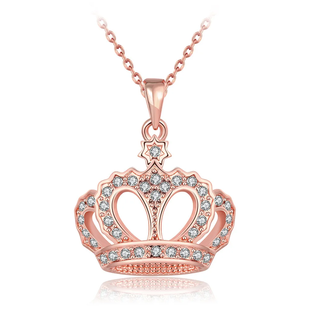 Новый 2018 queen король корона Цепочки и ожерелья розовое золото серебро Цвет колье