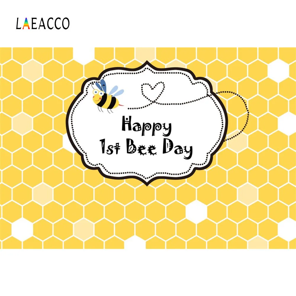 Laeacco Happy 1st пчела день соты ребенка рождения партии мультфильм фотографии фоны для