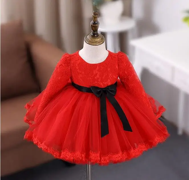 Высококачественные зимние платья из красного кружева и бархата для девочек