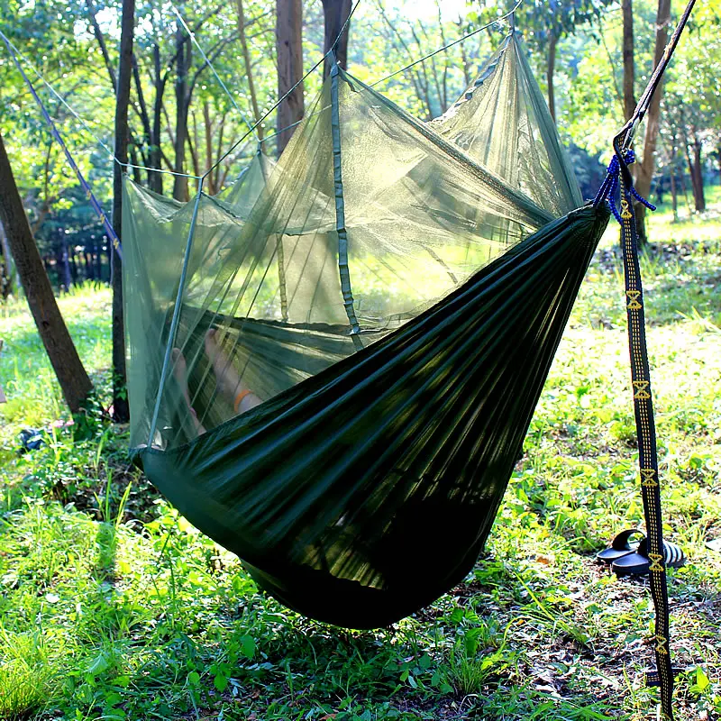 Ультралегкий уличный гамак с двойной москитной сеткой Парашютная ткань для