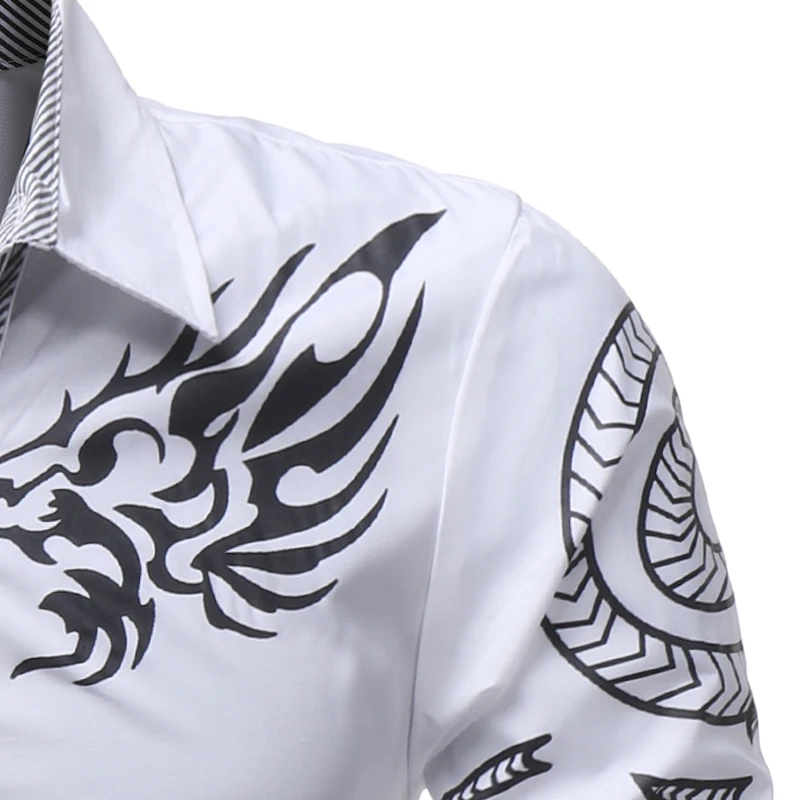 

La MaxPa Male 2018 New Men'S Long-Sleeved Dress Shirt Dragons Men'S Casual Slim Lapel Male Quality Large Size 4XL