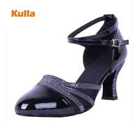 women latin dance shoes salsa womans ballroom dancing shoes closed toe 5cm soft sole practice black tango girls heeled sandals