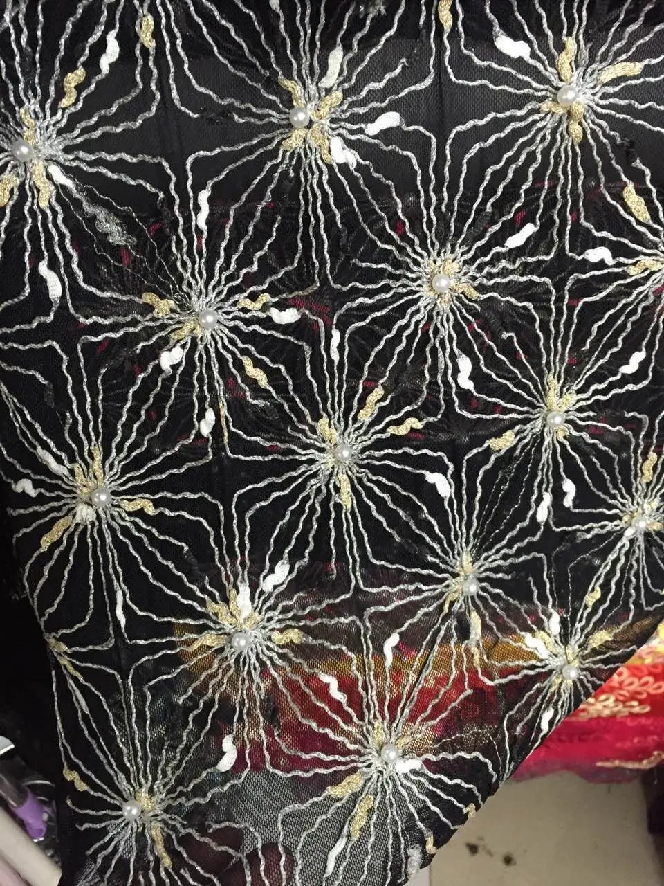 Free Shipping New multi-color hand-beaded embroidery fabric mesh soluble lace Europe fashion dress design | Дом и сад