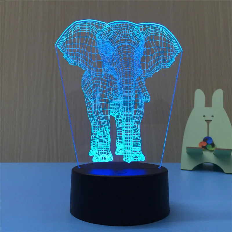 Elephant 3D LED Night Light USB 7 Color Decoration Househould lamp for kids night light as Holidays &amp Birthdays Gift | Лампы и