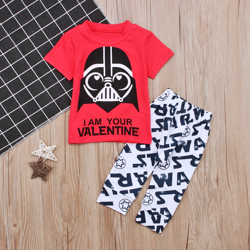Rorychen 2018 Summer Toddler Baby Kids Boys Tops Short Sleeves T-shirt+Pants Outfits 2PCS Set Clothes 4-24 Months |