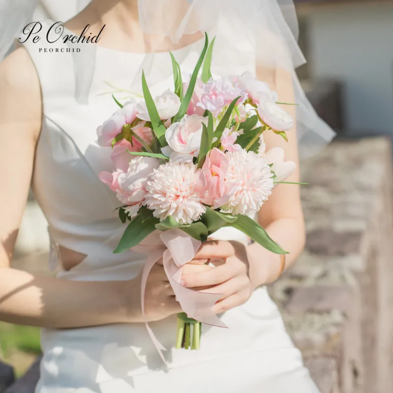 PEORCHID искусственный белый желтый Калла Лилия Свадебные цветы подружек невесты