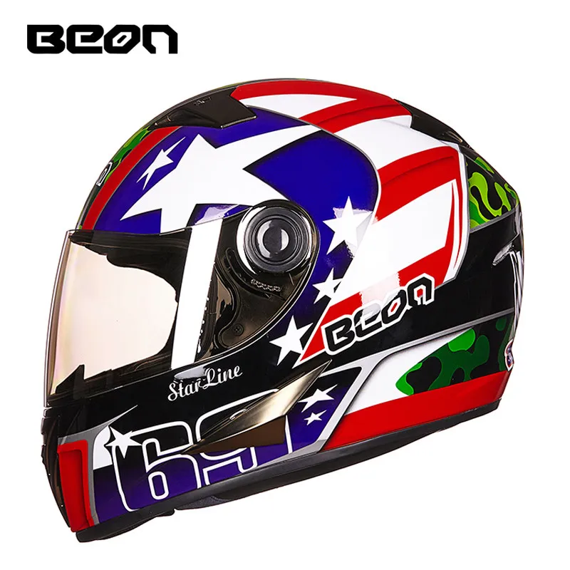 BEON Four Seans Full Face классический мотоцикл Go kart шлем MTB ATV Мотоцикл головной убор casco capacete B500 - Цвет: 16