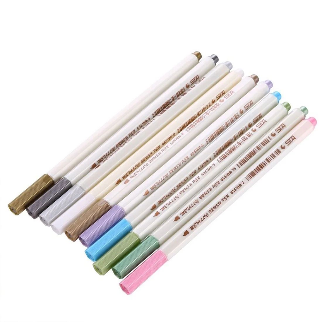10 Colors Calligraphy Brush Lettering Pen Metallic Color Painting Marker for Card Making DIY Photo Album