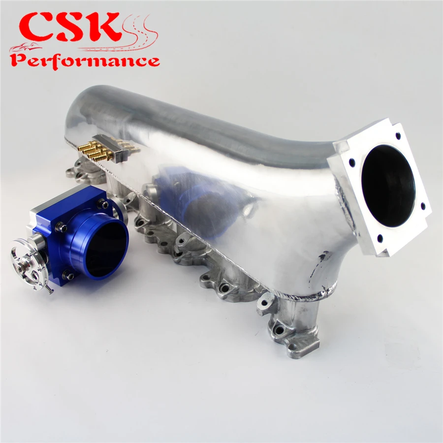 Модифицированный воздухозаборный коллектор + синий/серебристый 80 мм