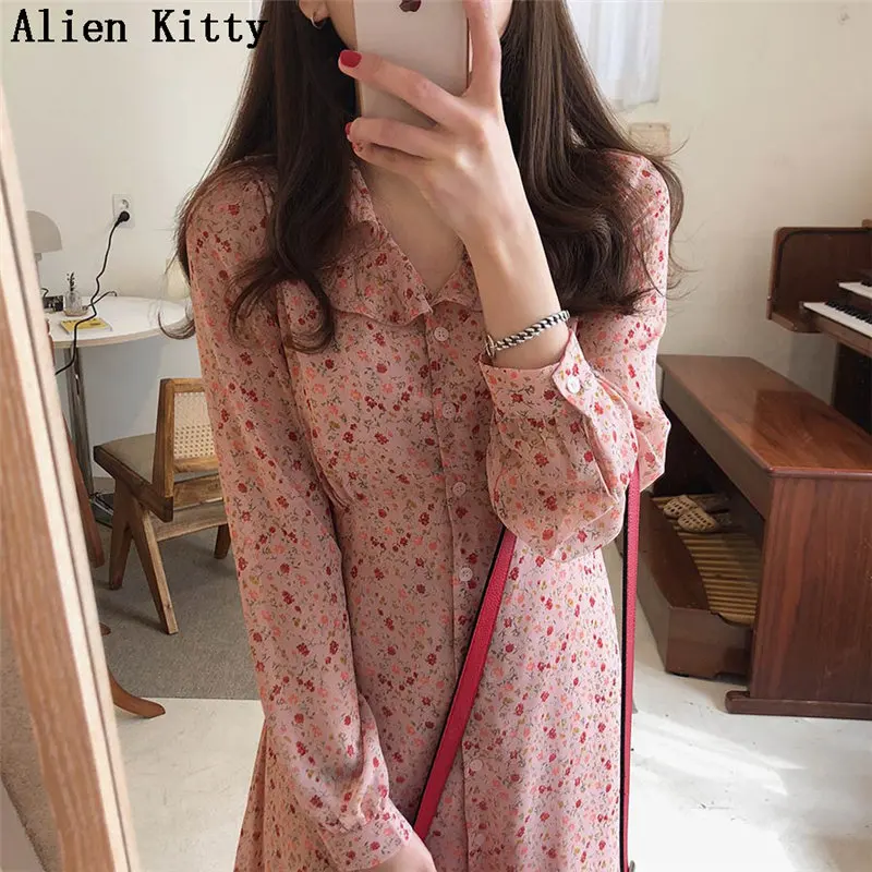 Повседневное винтажное платье Alien Kitty с поясом летнее милое приталенное
