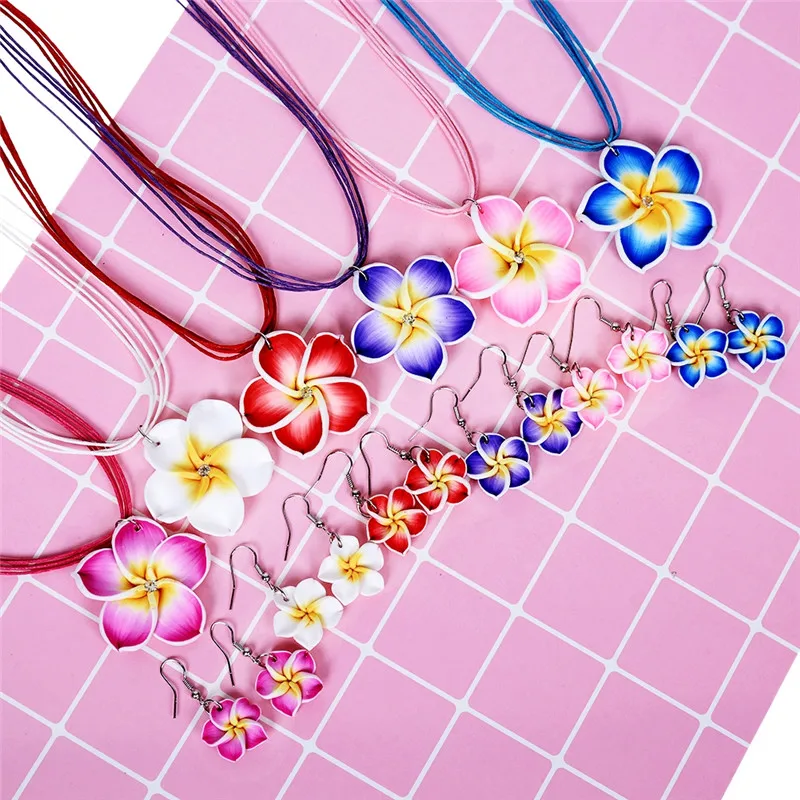 Случайная отправка цветного набора цветок из полимерной глины серьги ожерелье