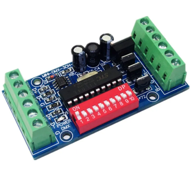Светодиодный контроллер rgb MINI-DMX-3CH-V1 DMX512 3 канала декодер Диммер для RGB