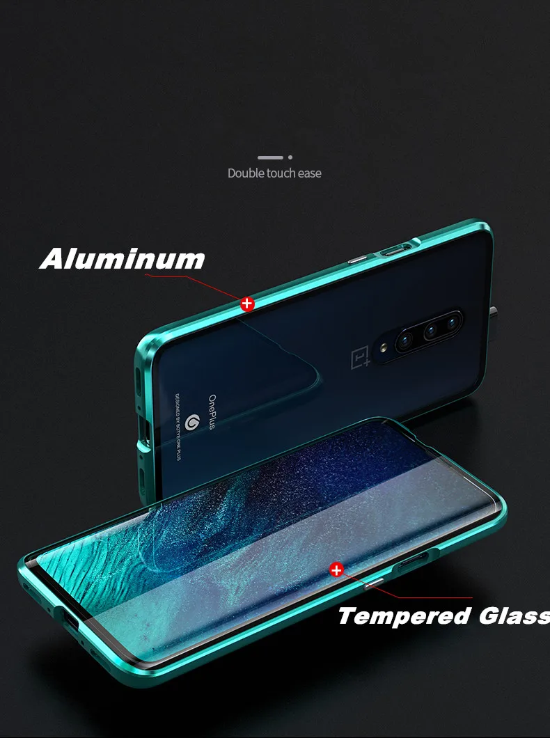 Роскошный Магнитный Передний + задний Чехол из закаленного стекла для Oneplus 7 Pro