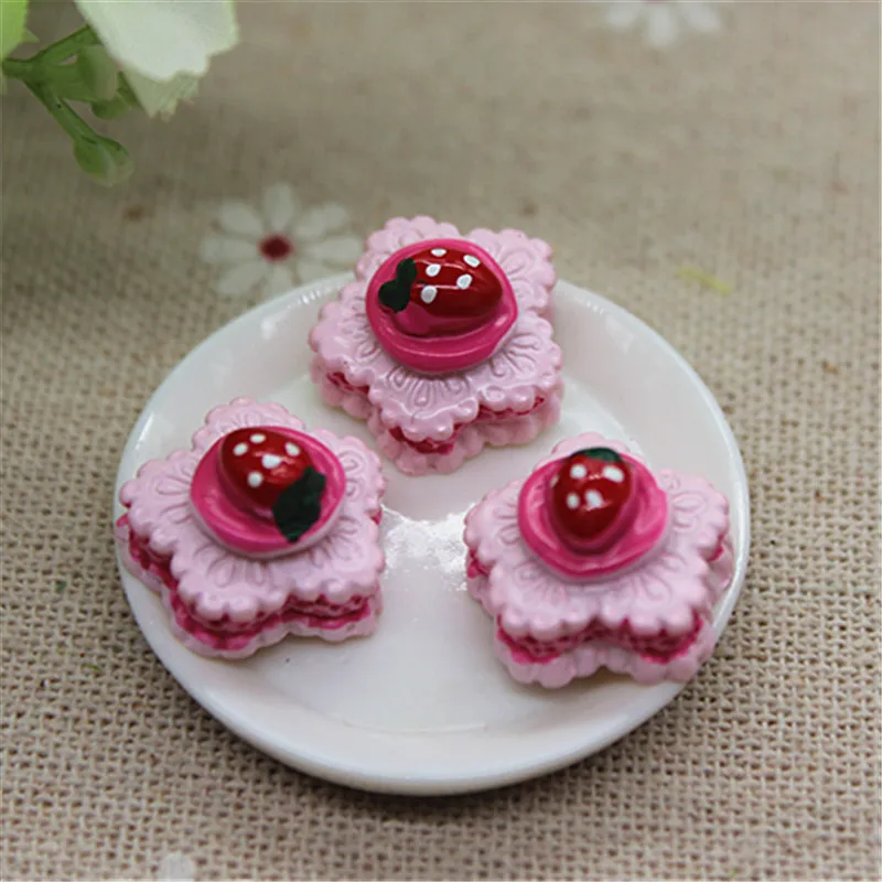 

10pcs Kawaii Miniature Simulation Pink Cake Resin FlatBack Cabochon DIY Decorative Craft Scrapbooking Accessories,15mm