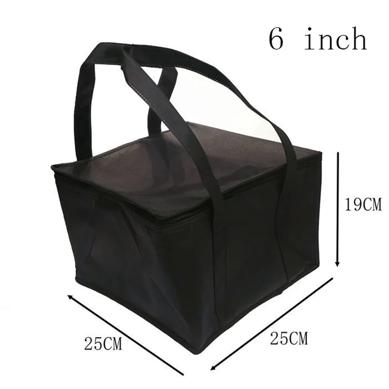 black 6 inch 12л 17л 26л Портативная сумка-холодильник для торта, пиццы, изолированная сумка-переноска, крутая сумка, Термосумка для ланча, пикника, упаковка со льдом, теплоизоляционная сумка для транспортного средства - Цвет: black 6 inch