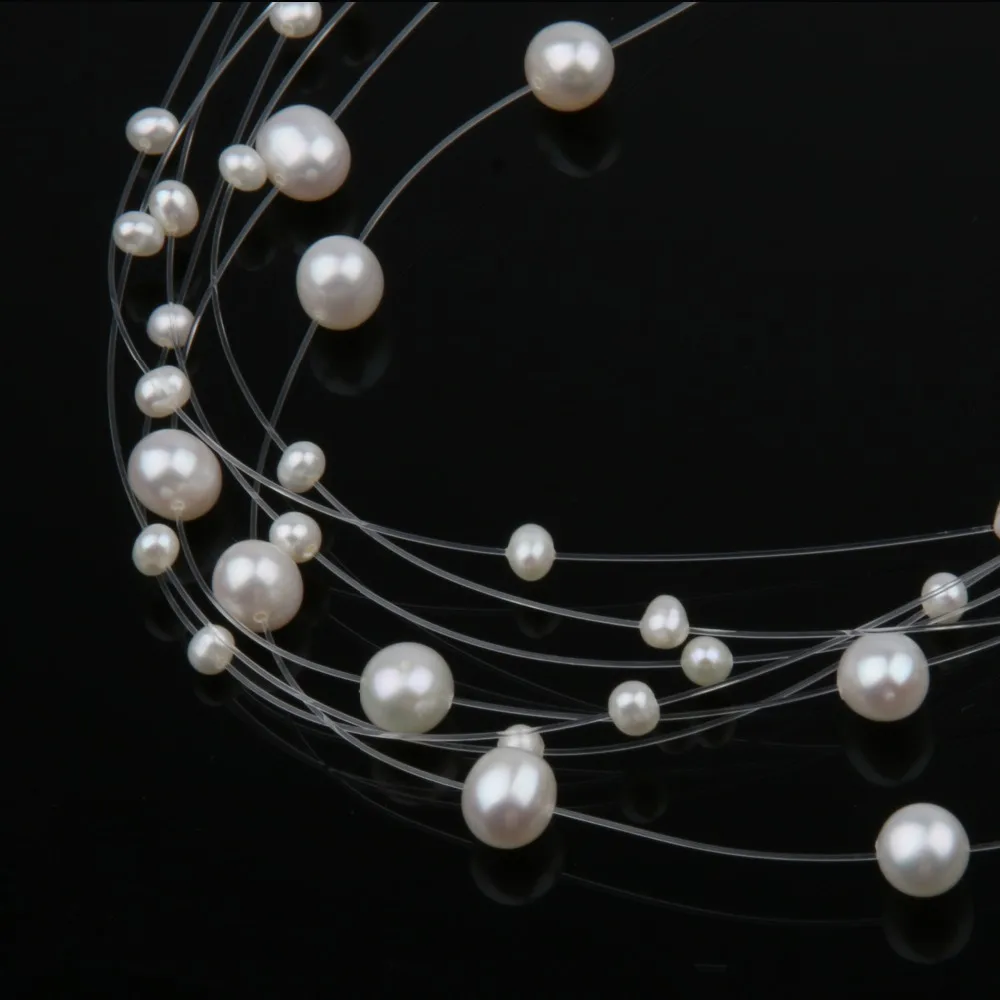

Wedding Jewelry Bridal Choker Necklace Real Natural Freshwater Multi-layer Pearl Necklace for Women Wedding Bride Necklace