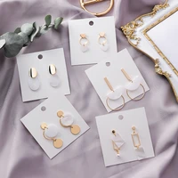 2019 new fashion drop earrings geometric oval heart square shell dangle earrings for women hollow metal circle oorbellen
