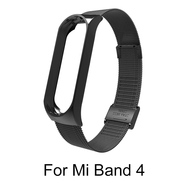 Mi 4 Buckle Black Для Xiaomi mi band 4 металлический ремешок из нержавеющей стали для mi Band 4 ремешок с пряжкой для Xiaomi mi Band 3 аксессуары браслет - Цвет: Mi 4 Buckle Black