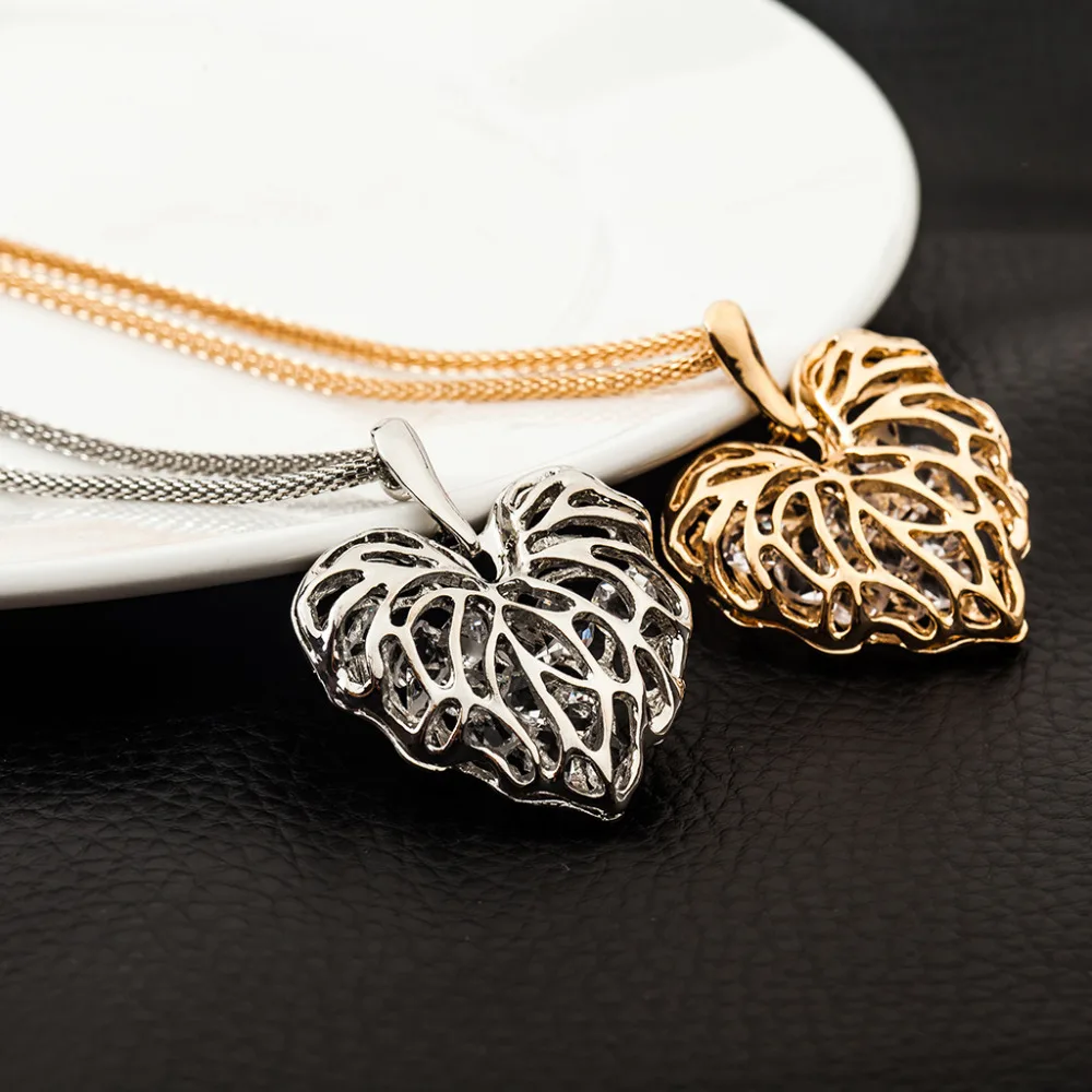 Женское колье с подвеской в виде кленового листа|chain choker|choker rhinestoneheart necklace |