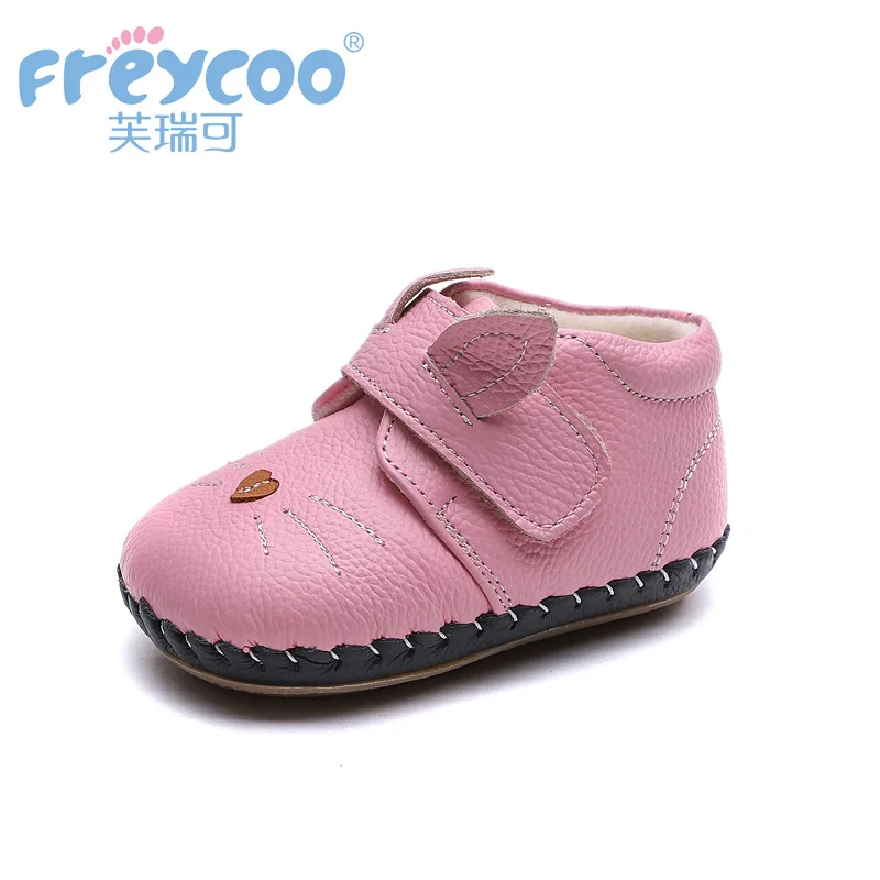 Freycoo 2019 Kids Shoes Winter Baby Toddler Lovely Boys Girls Anti-Slippery Genuine Leather Warm Cotton Shoes1283 |