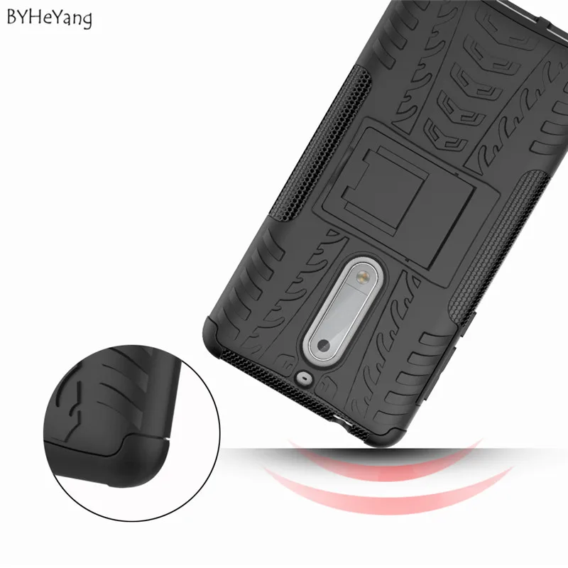 BYHeYang Case For Nokia 5 Cover 5.2 inch TPU & PC Stand Armor Shockproof Anti-drop Nokia5 Back capa | Мобильные телефоны и - Фото №1