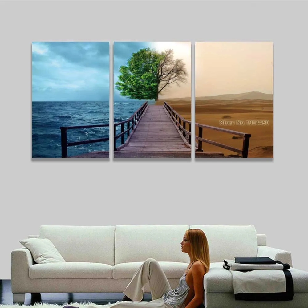 3 панели холст настенные художественные принты сезон пейзаж Картина модульная
