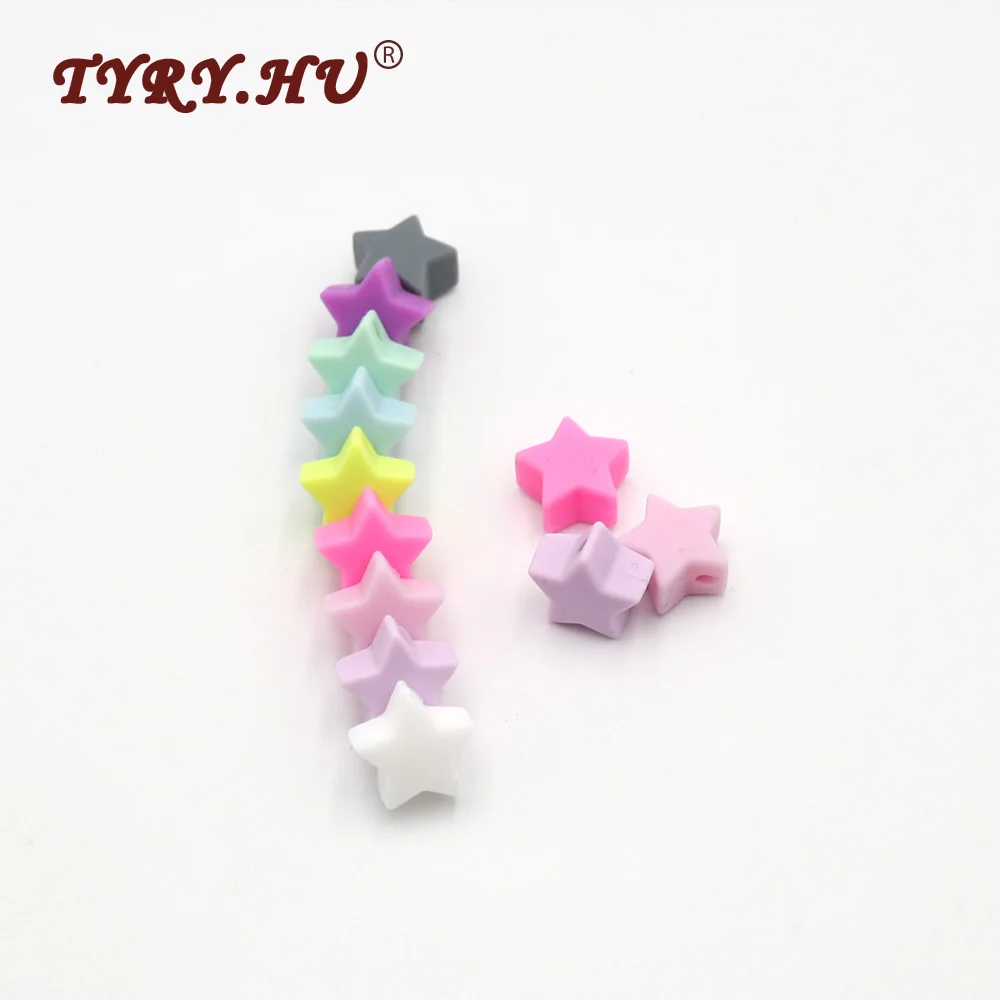 

TYRY.HU 10Pcs/lot Star Shaped Food Grade Silicone Beads Baby Mordedor Silicona Infants Teething Toys Baby Dental Care Products