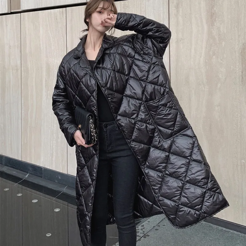 Новое пальто женская зимняя парка легкий пуховик Корейская версия ромбическое