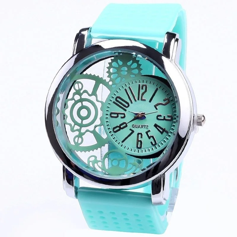 Top Silicone Rubber Mesh gadget dial Watch Sport women analog quartz wristwatches casual girl teen lady teens S009 | Наручные часы