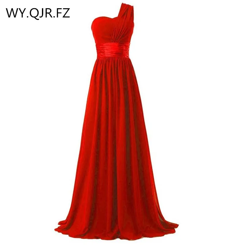 QNZL70L# платье на одно плечо с молнией сзади, красное, серое, шифоновое, длинное, плюс размер, платье для свадебной вечеринки, платья подружки невесты,, на заказ