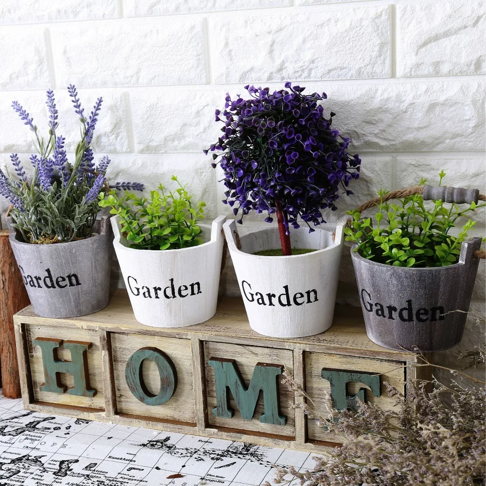 Бесплатная доставка! Винтажный круглый деревянный садовый цветочный горшок