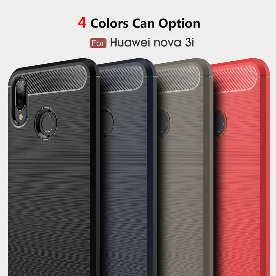 

KOLPLER Phone Case For huawei Nova 3i CASE bumper on Cover Carbon Fiber soft TPU Silicon Anti-knock Case For Nova 3i case Capa