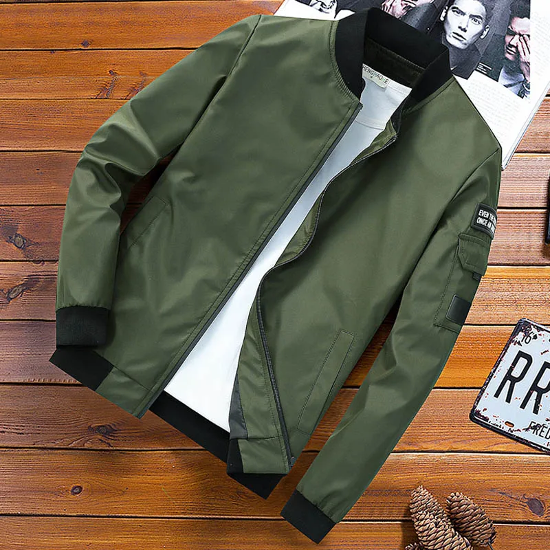 Army Green 002 MANTLCONX, летняя, осенняя мужская куртка, брендовая одежда, ветровка, мужские пальто, бейсбольная куртка, Повседневная тонкая мужская куртка размера плюс M-4XL - Цвет: Army Green 002