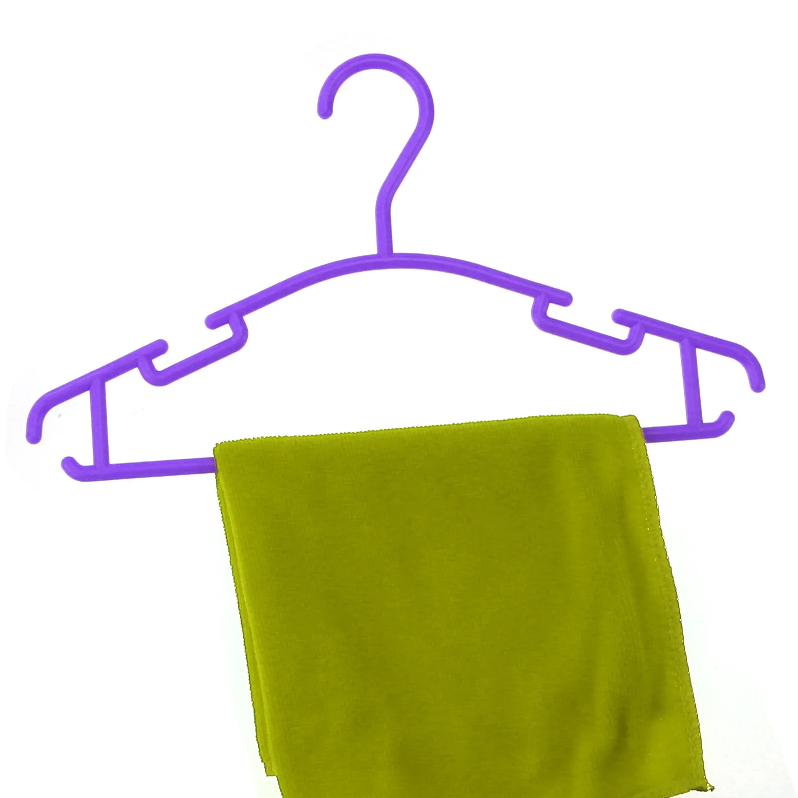 Liplasting 10pcs/lot Childrens Plastic Hangers Clothes Coat Trouser Bar Baby Toddler Kids 5 Colors Hook Household Organization