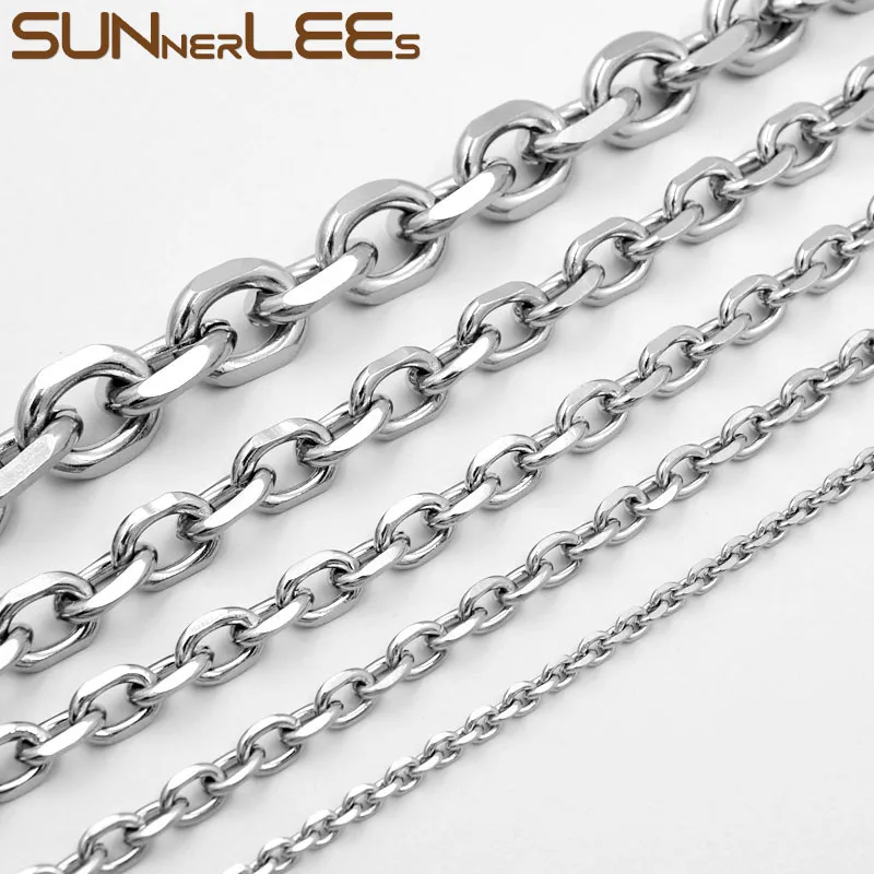 SUNNERLEES 316L ожерелье из нержавеющей стали 2 мм~ 10 мм серебро золото черный звено цепи для мужчин женщин модные ювелирные изделия подарок SC37 N