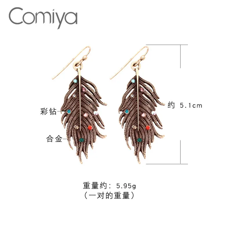 Comiya Dangle Earring Boucles D'oreilles Pendantes Femmes Fashion Crystal Zinc Alloy Vinage Links Long Earrings Charms | Украшения и