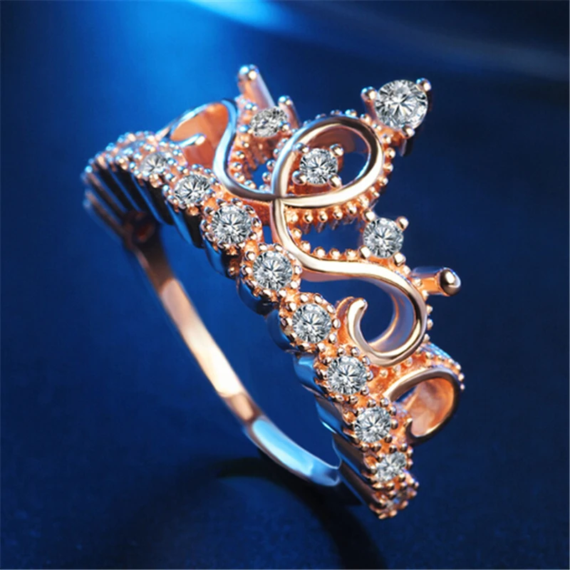 Принцесса Корона Кольца для женщин AAA кубический цирконий микро проложить