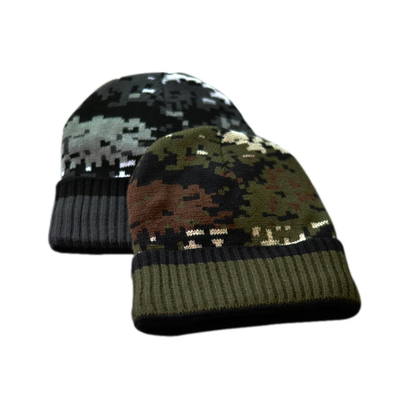 Камуфляжные шапочки Skullies для мужчин зимние Утепленные шапки армейские охотничьи CS теплые шапки вязаные камуфляжные Лыжные шапки капот Gorros YY18018