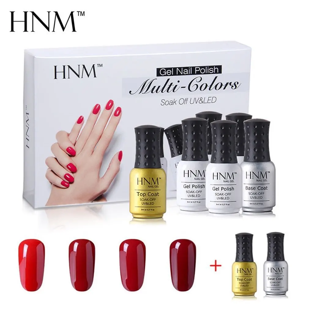 HNM 8 мл 4 шт. чистый цветной гель для ногтей 1 Базовый Топ подарочный набор