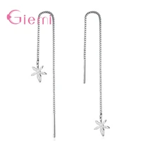 high quality real 925 sterling silver earrings beautiful white flowers cubic zirconia design pendant crystal for women