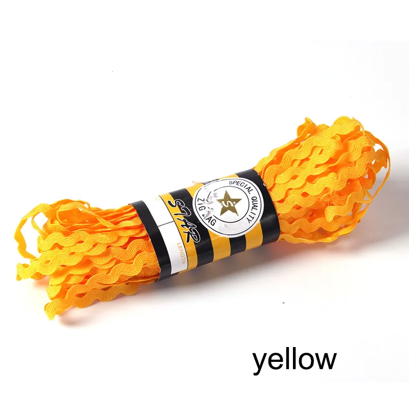 yellow 15 ярдовая разноцветная териленовая лента Ric Rac Zig Zag кружевная обрезная лента для лоскутного шитья, вечерние украшения, принадлежности для рукоделия, ширина 5 мм - Цвет: yellow