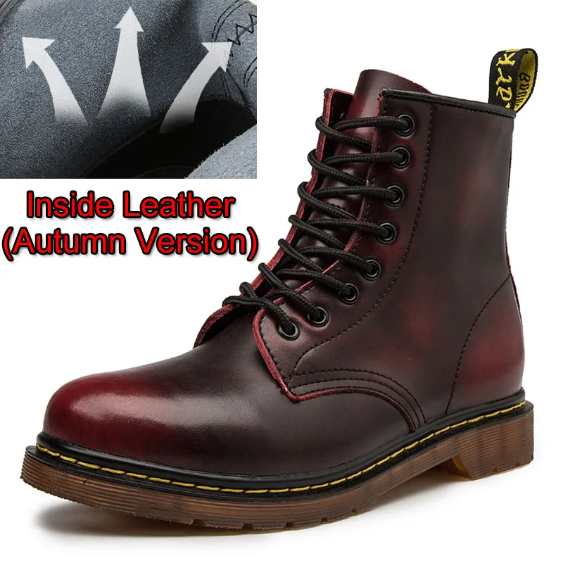 Leather Wine Red GLAZOV/Популярные Брендовые мужские ботинки; осенне-зимняя обувь из натуральной кожи; мужские мотоциклетные ботильоны; пара оксфордских туфель; большие размеры 35-46 - Цвет: Leather Wine Red