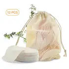 Подушечки для снятия макияжа 12 шт многоразовые бамбуковые волокна моющиеся патронов колодки средство для снятия макияжа с ватными тампонами Очищающая Подушечка для лица с сумкой в комплекте