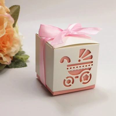 60 шт. Симпатичные Ноги корзину Baby shower коробка конфет это мальчик это девочка День рождения упаковка подарочная коробка DIY полые Европейский коробка конфет - Цвет: 2