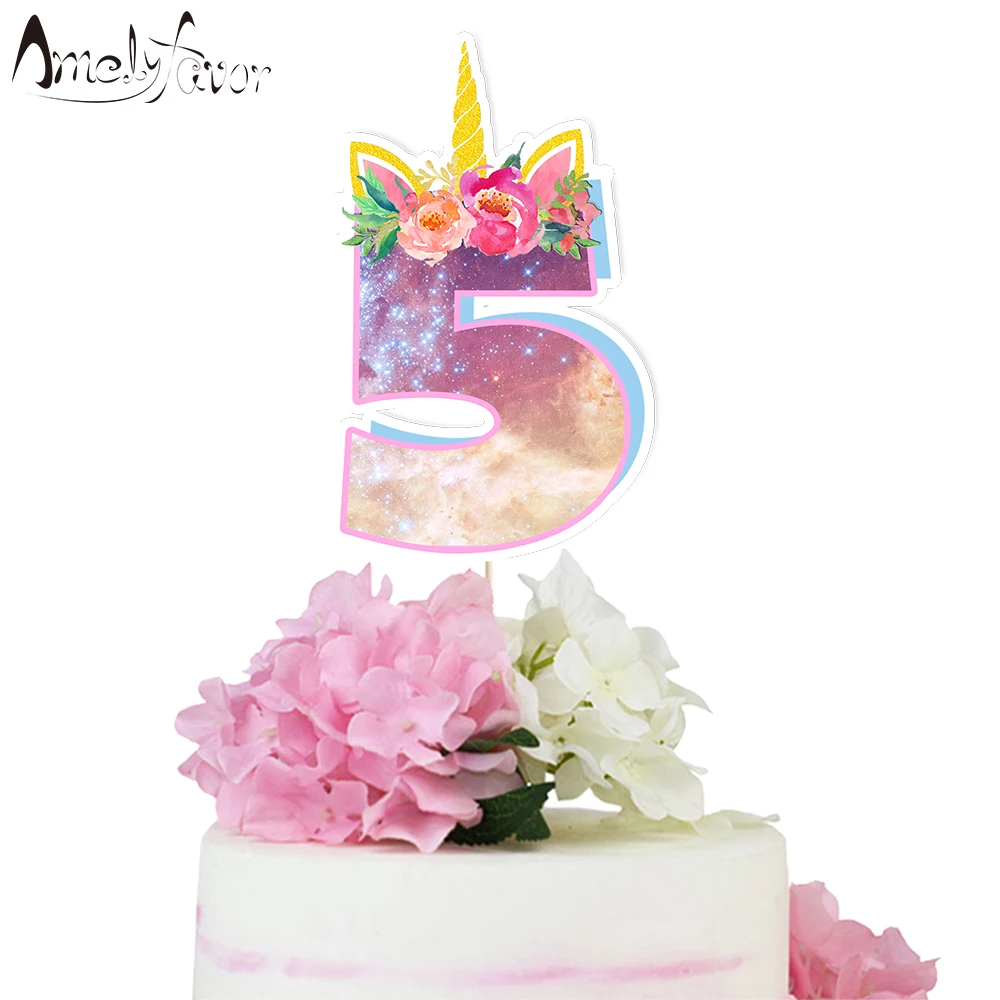

Unicorn Theme Paper Cake Topper Animals Cake Topper Baby Shower Party Supplies Kids Birthday Party Decorations Custom-made