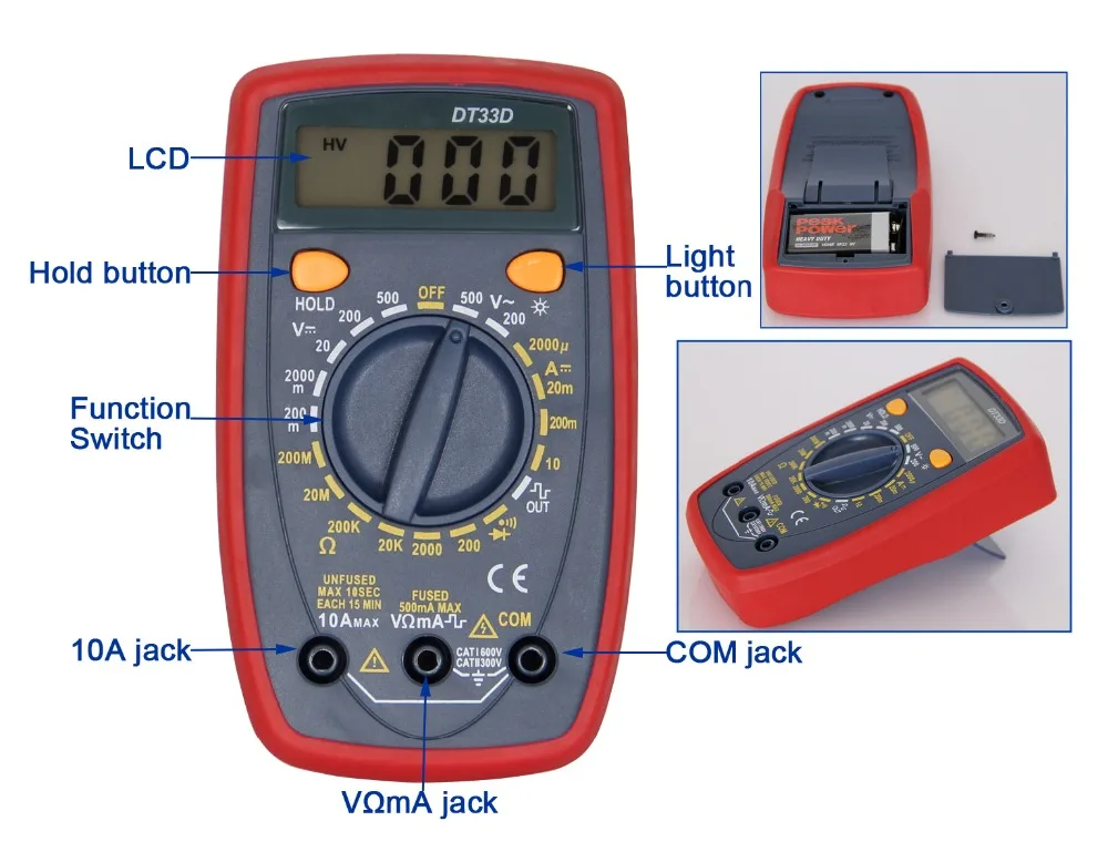 20pcs DT33C LCD Digital Back Light AC/DC Multimeters Ammeter Voltmeter Ohm Electrical home Tester kitchen tools | Дом и сад
