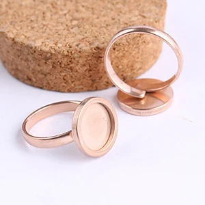 rose gold Onwear 10 шт. с покрытием из розового золота фитинг 12 мм круглый кабошон заготовки для колец регулируемая база из нержавеющей стали Установка diy Ювелирные оправы - Цвет: rose gold