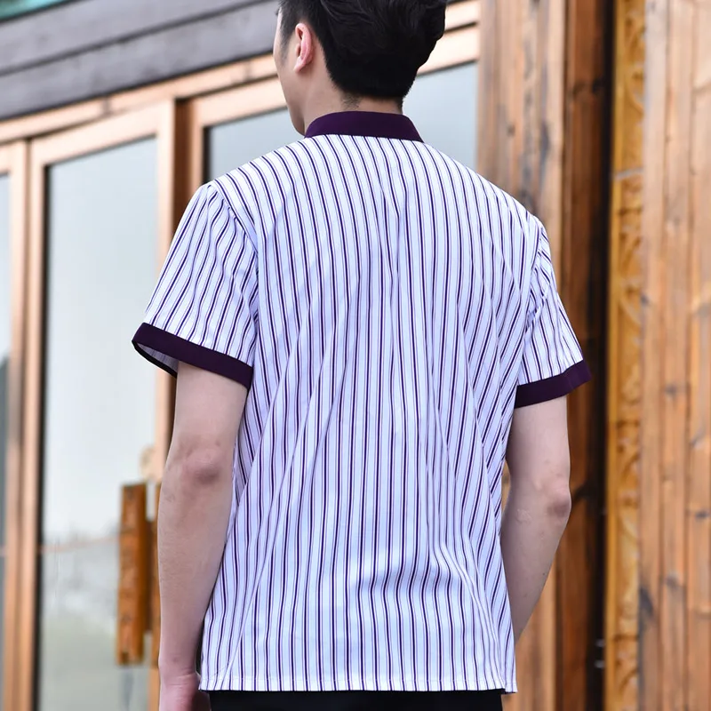 Hotel Coveralls Summer Staff Uniform Front Desk Catering Short Sleeve Jacket with Apron | Тематическая одежда и униформа