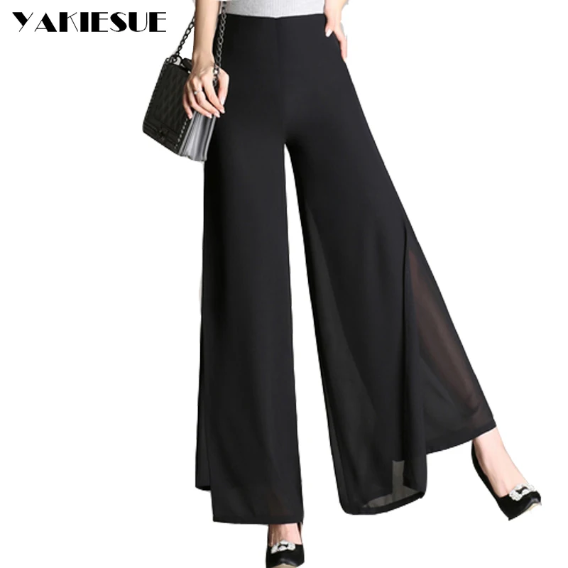 Брюки женские шифоновые с завышенной талией Летние повседневные|leg pants|pants womenfemale