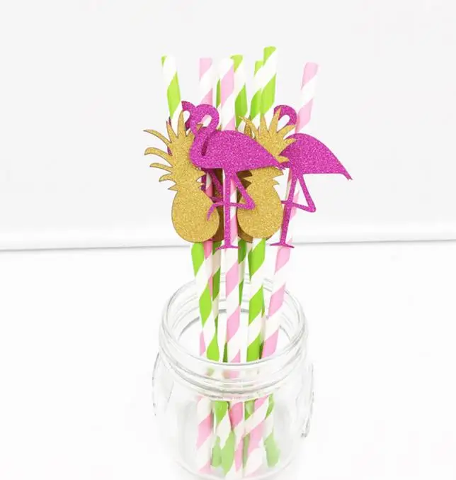 

Tropical Flamingo Cocktail Straw Summer Beach Hawaiian Party Pineapple Drinking Straws Wedding Birthday Hen Night Fun Decoration